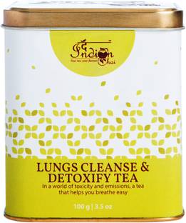 The Indian Chai Lung Cleanse & Detoxify Tea 100g | Anti Smoking Herbal Tea with Burdock Root, Valerian Root, Mullein Leaf, Eucalyptus Leaves & more Herbal Infusion Tea Tin