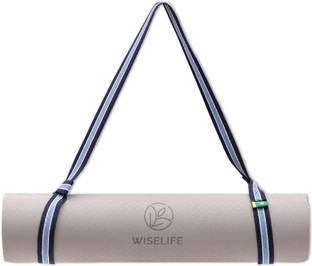 Wiselife Blue Yoga Strap Sling Belt For Carrying & Holding Mat With Overlocking Closure Cotton Yoga Strap