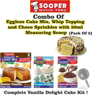 SOOPER Cake Mix 250g+ Whipping Cream Mix 50g+ Choco Sprinkles 50g+ SCOOP Topping