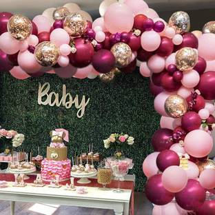 Bash N Splash Solid Burgundy & Light pink Balloon Garland Party Decoration Pack With confetti balloon pump glue dot arc (Pack of 119)) Balloon