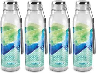 MILTON 1000 Pet Water Bottle, Set of 4, 1 Litre Each, Green 1000 ml Plastic Bottle