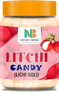 Nature's Bridge Litchi Candy Lichi Flavour Candy (Jar Pack) / Sweet Hard Candy / Lichi Goli - (400 Gm) Litchi Candy