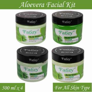 fabzy London Aloevera Facial Kit 4 in 1 Scrub 500 ml + Cream 500 ml + Gel 500 ml + Pack 500 ml -2000 ml