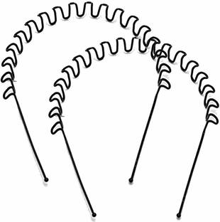 KK CRAFT Zigzag Headband For Unisex Wavy Hair Band For Boys And Girls ,Black Metal Zig Zag Wave Hairband - Unisex (Pack of 2) Hair Band