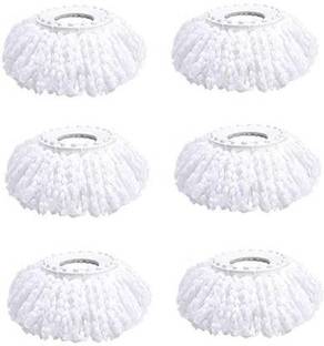 Tankit 360 Rotating Magic Spin Microfiber Mop Head Refill Pack OF 6 Super Absorbent Refills for All Home & Office Floor Cleaning only Refill (White) Mop Refill