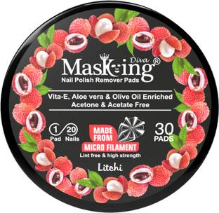 MasKing Nail Polish Remover Wipe Tissue Wet Round Pads (Litchi) Pack of 01