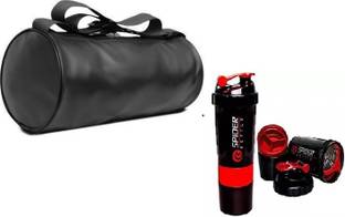 EMMCRAZ Gym Bag WITH SPIDER BOTTLE for Men & Women (Black) (Dry Bag) (Black, Dry Bag)
