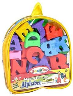 SHRISHA CREATION Multi-Colour Magnetic Alphabet Set with Re-usable Bag with Zipper (Colourful & Educational Play Set