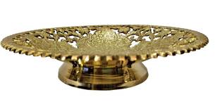 DECKORISH Brass Decorative Bowl Brass Handcrafted Golden Color fine Work Royal Fruit Bowl 21 CM