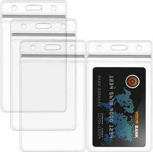 WeKonnect Transparent and Clear Plastic for PVC ID Card Badge Holder, Vertical Style with Zip Lock Seal | Waterproof With Extra Thickness for Office, Schools and Colleges 10 Card Holder