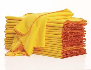 ShikharRetails Yellow Orange Cotton Duster Cloth for Fine Quality Cleaning Home , Kitchen etc Scrub Pad