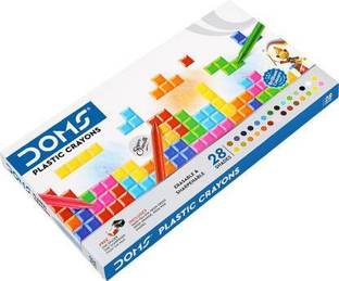 DOMS Plastic Crayons 28 Shades Erasable and Sharpenable Pack of 1