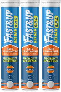 FAST&UP Reload ORS Electrolytes With Zinc & D-Glucose Effervescent Tablets-Energy Drink Hydration Drink
