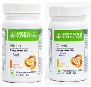 HERBALIFE Afresh Energy Drink Mix - Peach & Lemon Flavor Combo Pack Of 2 PCS With Green Tea Extracts For Fat Loss Combo