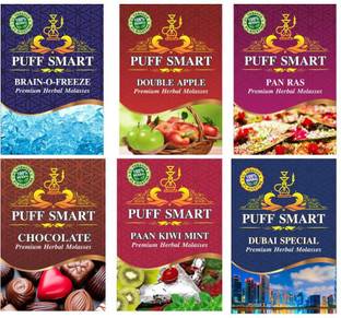 Puff Smart Premium Herbal Hookah Molasses Double Apple, Brain-o- Freeze, Chocolate, Pan Ras, Dubai Special, Paan Kiwi Mint Hookah Flavor Hookah Flavor