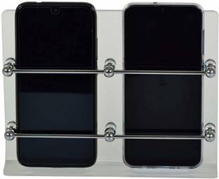Chipkart Acrylic Mobile Double Stand Mobile Stand Dual Phone Charging Holder TV AC Remote Stand for Home Office Bedroom Hotel Acrylic Wall Shelf