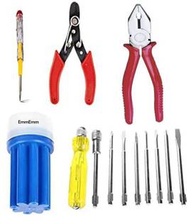 EmmEmm 4 in 1 Combo of 8 in 1 Screwdriver Set, Line Tester, Wire Cutter & 8" Combination Plier Combination Screwdriver Set