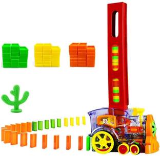 OMZIVA Domino Train Toy Set with Sounds & Lights (60 Domino) for Kids