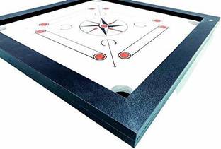 Duggu Wooden white Carrom board 26 inch Gloss Finish Striker, coin Set and Powder 66 cm Carrom Board