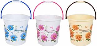 HALSEY Unbreakable Strong Plastic Printed Bathroom Bucket (Set of 3) 20 L Plastic Bucket