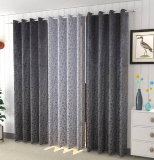 kiara Creations 274 cm (9 ft) Long Door Velvet Room Darkening Curtain (Pack Of 3)