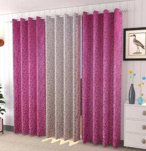 Galaxy Home Decor 274 cm (9 ft) Long Door Velvet Room Darkening Curtain (Pack Of 3)