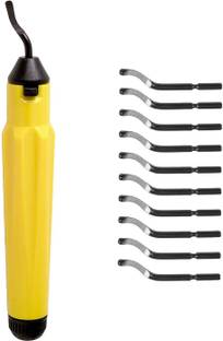 AASONS Deburring Tool+10 blades AASONS Heavy Duty Deburring Tool Ideal For The Removal Of Burrs On Wood, Plastic, PVC, Copper, Aluminium, Mild Steel & Stainless Steel, Metal & Non-Metal Tubing Or Pipes (Yellow Handle + 10 Blades) Metal Cutter