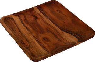 SAAGA Hand Carved Wood handcrafts Beautiful Table Decor Square Shape Wooden Serving Tray/Platter for Home and Kitchen. Tray