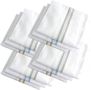 SuperDaze White Linen Handkerchief For Men's ["White"] Handkerchief