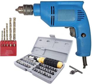 Qualigen electric drill machine 400W 10mm with 5pc Masonry drill and 41pc screwdriver set Pistol Grip ...
