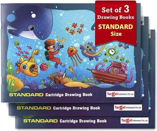 Target Publications Drawing Book Standard Size | Sketch Pad for Kids, Students & Artists | 34 White Blank Pages | 34.5 cm x 24 cm Approx | Soft Cover | Best Premium Experience for Drawing, Colouring & Painting | Pack of 3 Sketch Pad