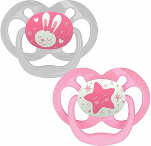 Dr. Brown's Advantage Glow in The Dark 2 Piece Stage 2 Pacifie (Pack of 2, Pink) Soother