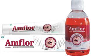 Amflor Toothpaste plus Oral Rinse Teeth Whitening Kit