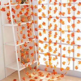 Siddhivinayak Siddhivinayak Artificial Orange Maple Grape Leaves Ivy Vine Garland Hanging for Home Office Living Room Wedding Decor (Pack of 4 Pcs - 7 Ft Each) Artificial Plant