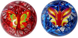 HK Toys Set of 2 Pieces LED Lighting Soft Bouncy Ball, Fun Time Play Rubber Ball Crazy Ball