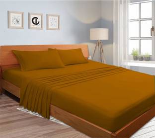 curious lifestyle Cotton Single Flat 210 TC Solid Bedsheet