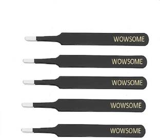 WOWSOME Set of 5 ESD Anti-Static Stainless Steel Tweezers Blunt Tip Non-Magnetic 4.8 Inch Length