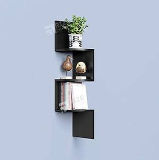 woodinzo Wall shelf Zigzag Corner Wall Mount Shelf Unit/Racks and Shelves/Wall Shelf/ MDF (Medium Density Fiber) Wall Shelf