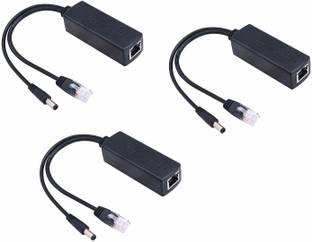 LipiWorld PoE Splitter Power Over Ethernet Adapter Active 48V to 12V for IP Camera IP Phone POE Devices PoE Switches (Pack-3) Wired Ethernet Lan Adapter compatible with Windows