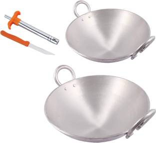 KITCHEN SHOPEE Kadhai 20.32 cm, 22.86 cm diameter 3 L capacity