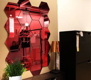 Bikri Kendra Hexagon 20 red 3d acrylic mirror wall stickers Pack of 20
