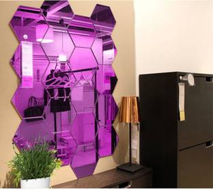Mirror Sticker 60 cm Hexagon 20 purple Acrylic Stickers 3D Stickers wall stickers Self Adhesive Sticker