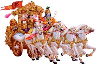 Masstone 62 cm Mahabharat Rath Krishna Arjuna Religious God Wall Sticker Self Adhesive Sticker