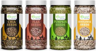 GO GRASS Chia seeds | Raw Flax seeds | Pumpkin seeds | Sunflower seeds ( 150 grams each ) Chia Seeds, Brown Flax Seeds, Pumpkin Seeds, Sunflower Seeds
