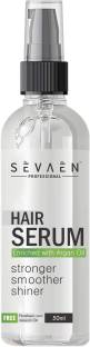 sevaen Hair Serum For Silky & Smooth Hair, Tames Frizzy Hair, with Almond and Argan Oil and Vitamin E for Strong, Tangle Free & Frizz-Free Hair