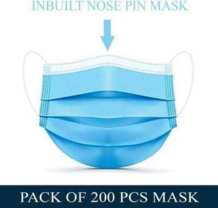 STYLERA Surgical Mask-200. 200 Pcs. 3 Ply Mask With Nose Pin, Unbreakable Ear loops (Ultrasonically Welded) & Ultra Soft Ear loops (which does not hurt ears) 3 Layer Pharmaceutical Breathable Surgical Pollution Face Mask For Men, Women, Kids 3 Layer Pharmaceutical mask 200 Pcs. Surgical Mask Surgical Mask