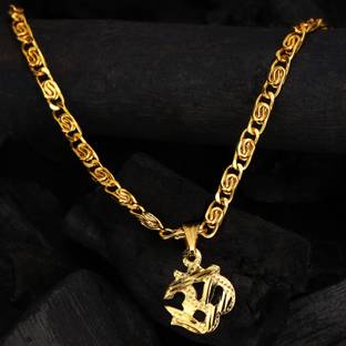 Atisundar Religious God - Om Gold Plated Pendant Set With Chain for Men & Women Gold-plated Plated Alloy Chain