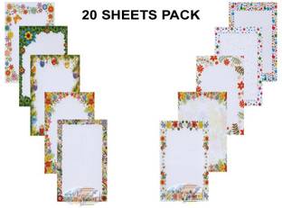 MAJESTIC BASKET High Quality ART & CRAFT DESIGNER SHEETS FOR PROJECT, ASSIGNMENTS ETC [Pack of 20 sheets with 10 different styles] Unruled A4 80 gsm Multipurpose Paper