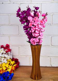 blue penguin Orchid Artificial Flowers With Wooden Pot Purple, Pink Orchids Artificial Flower  with Pot