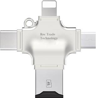 REC Trade 4 in 1 Card Reader, Micro SD Card Reader, USB C/Micro USB/ USB OTG Card Reader Compatible with Mobile Phones, Tablets, laptops, Computers etc. Card Reader